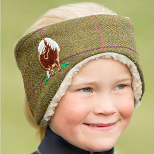 Childrens Tweed Headband Fat Pony